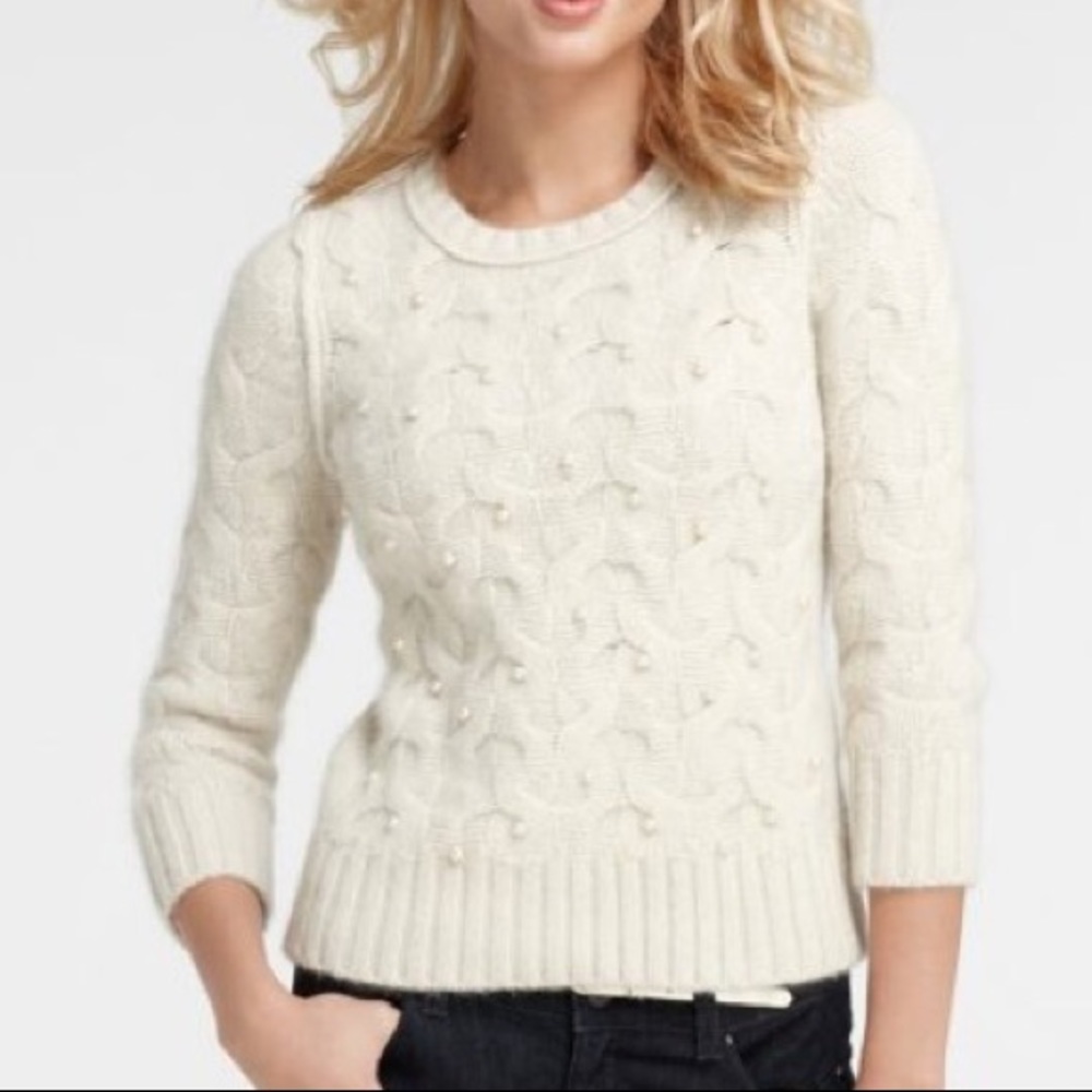 Ann Taylor Crew Neck Chunky Pearl Sweater